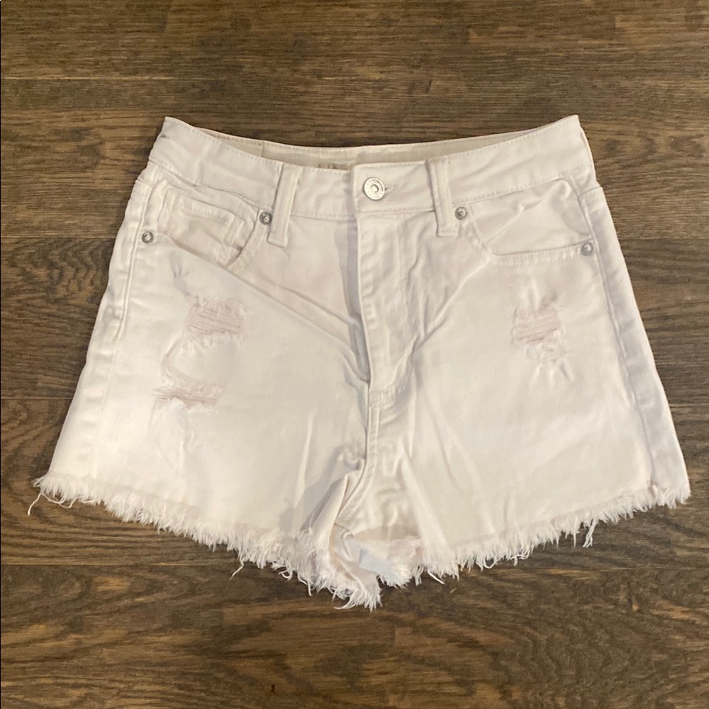 American Eagle Outfitters White Distressed Jean Shorts